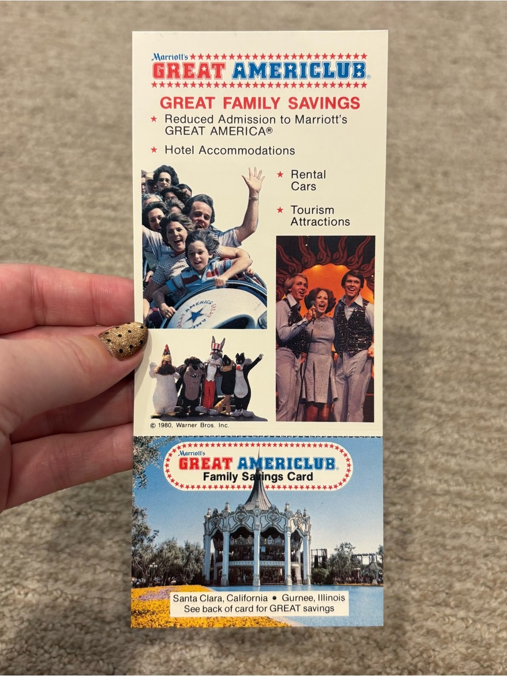 Vintage 1980 Marriott's Great Americlub Family Savings Card